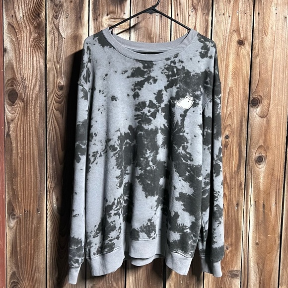 Pusheen Black & Gray Spooky Stormy Tie Dye Fleece Lined Pullover Sweatshirt XL - Picture 3 of 9
